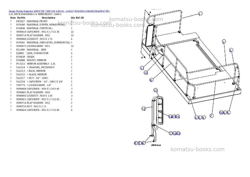 Komatsu afe47-fe 730e s/n a30512 - a30517 rossing uranium Parts catalog cover Page 10