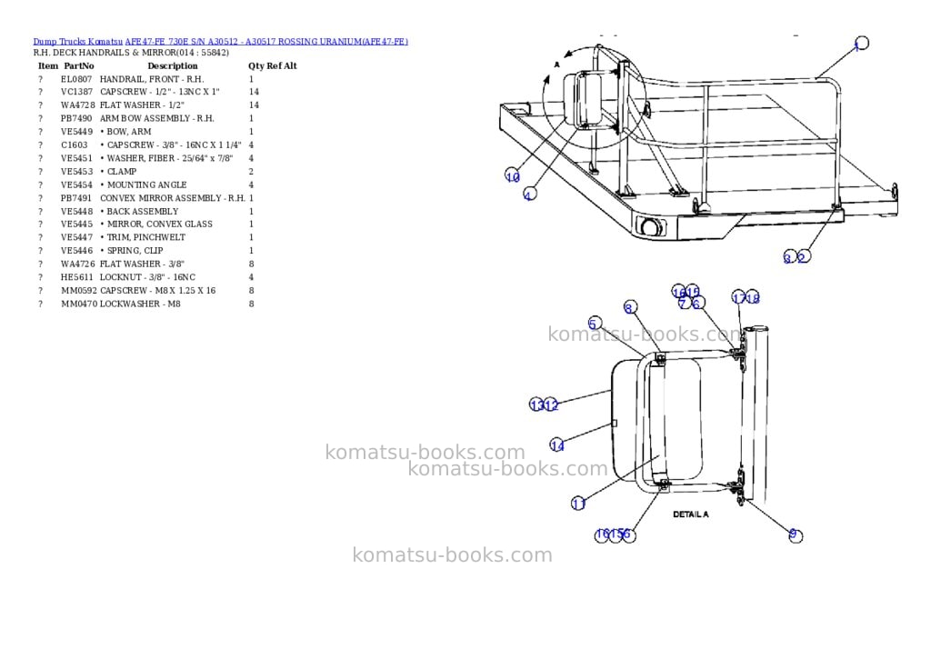Komatsu afe47-fe 730e s/n a30512 - a30517 rossing uranium Parts catalog cover Page 7