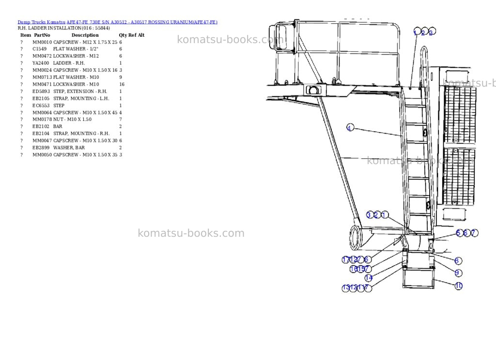 Komatsu afe47-fe 730e s/n a30512 - a30517 rossing uranium Parts catalog cover Page 8