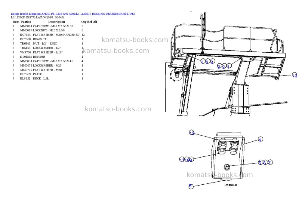 Komatsu afe47-fe 730e s/n a30512 - a30517 rossing uranium Parts catalog cover Page 9