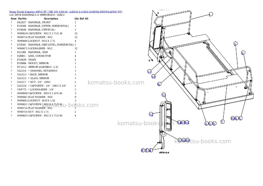 Komatsu afe47-ff 730e s/n a30518 - a30520 & a30523 darma henwa Parts catalog cover Page 10