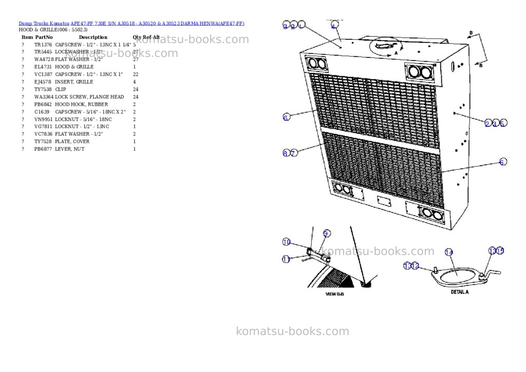 Komatsu afe47-ff 730e s/n a30518 - a30520 & a30523 darma henwa Parts catalog cover Page 3