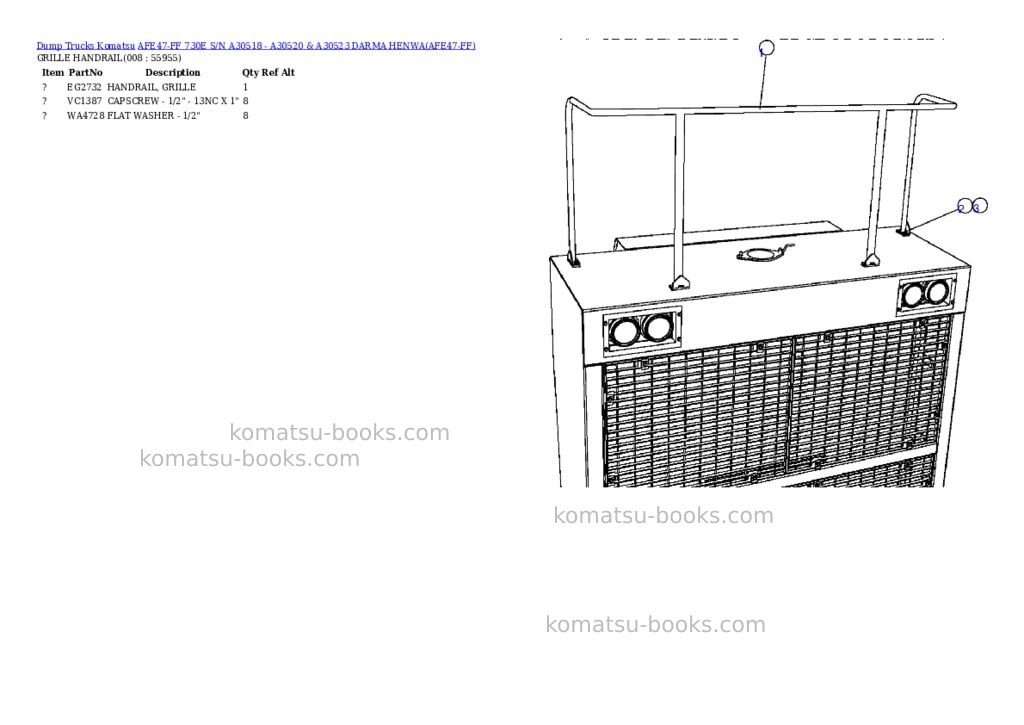 Komatsu afe47-ff 730e s/n a30518 - a30520 & a30523 darma henwa Parts catalog cover Page 4