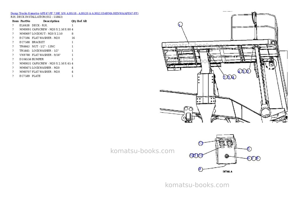 Komatsu afe47-ff 730e s/n a30518 - a30520 & a30523 darma henwa Parts catalog cover Page 6