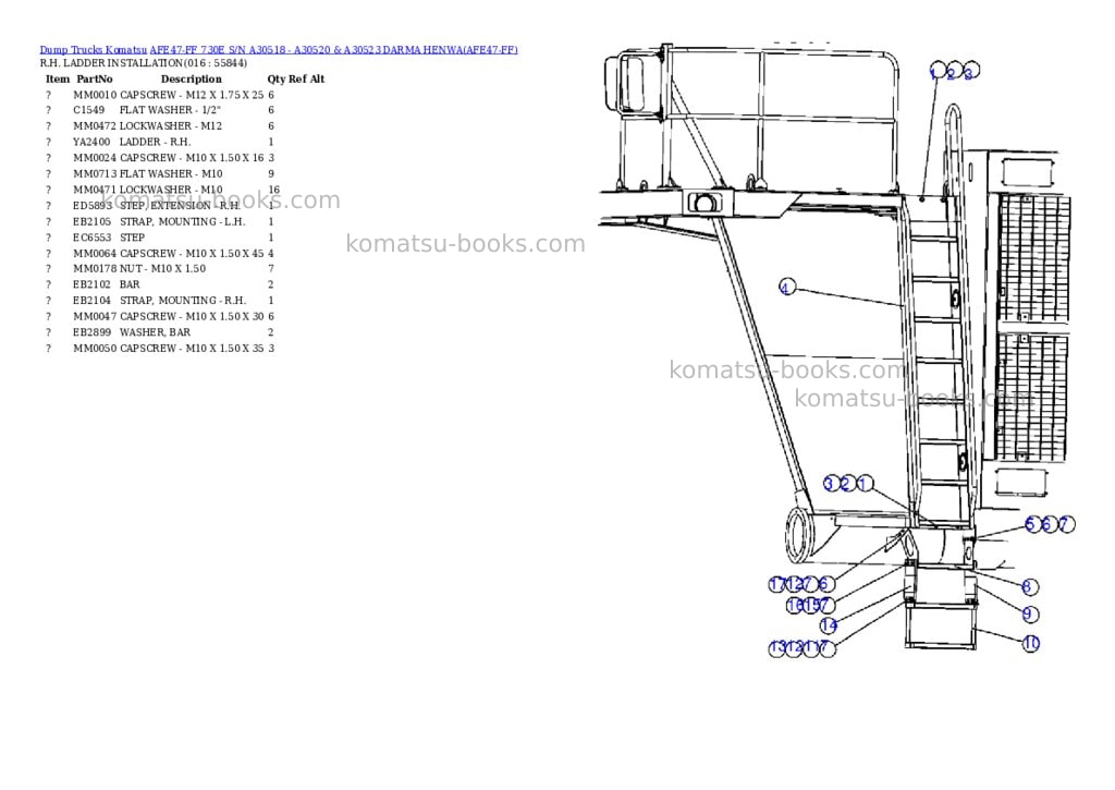 Komatsu afe47-ff 730e s/n a30518 - a30520 & a30523 darma henwa Parts catalog cover Page 8