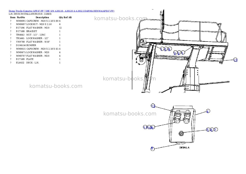Komatsu afe47-ff 730e s/n a30518 - a30520 & a30523 darma henwa Parts catalog cover Page 9