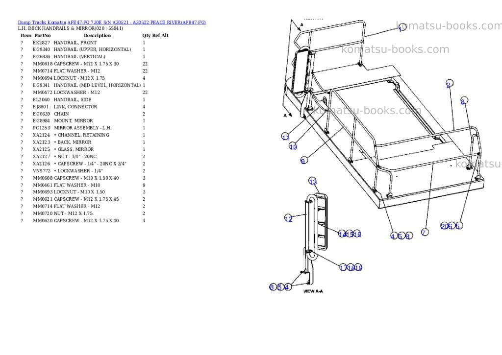 Komatsu afe47-fg 730e s/n a30521 - a30522 peace river Parts catalog cover Page 10 Komatsu afe47-fg 730e s/n a30521 - a30522 peace river Parts catalog cover Page 10