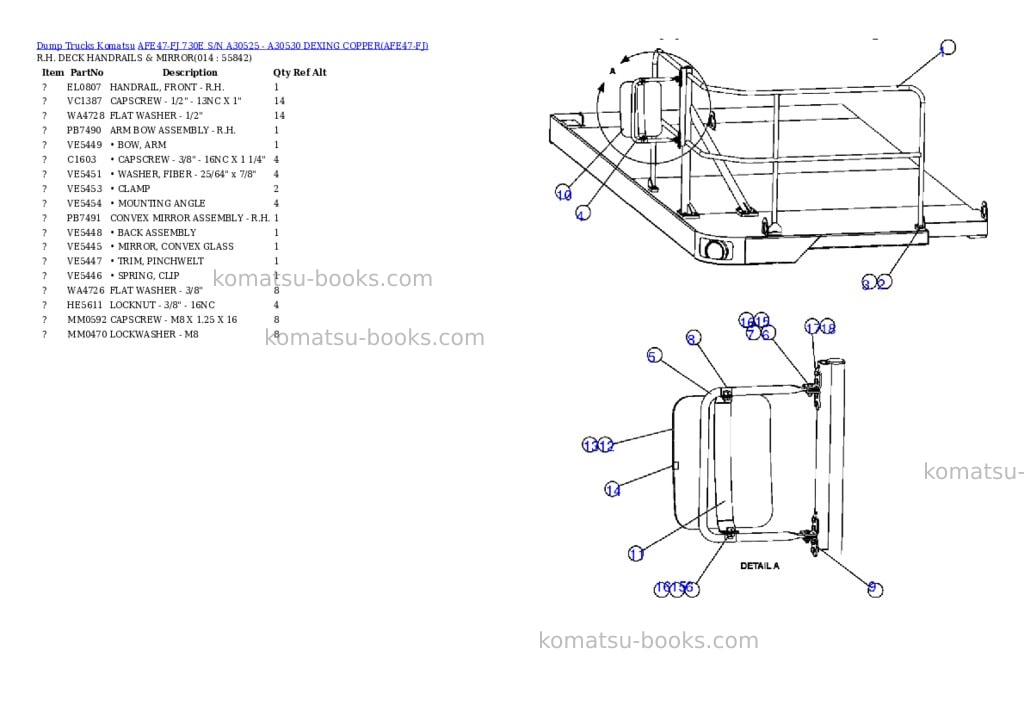 Komatsu afe47-fj 730e s/n a30525 - a30530 dexing copper Parts catalog cover Page 7