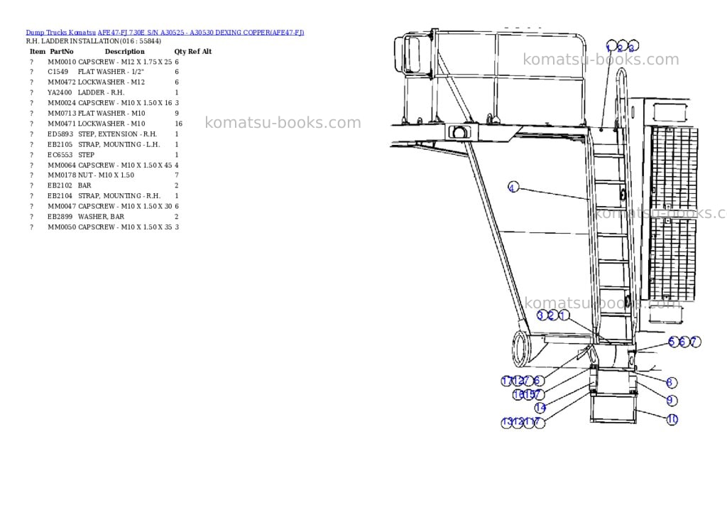 Komatsu afe47-fj 730e s/n a30525 - a30530 dexing copper Parts catalog cover Page 8