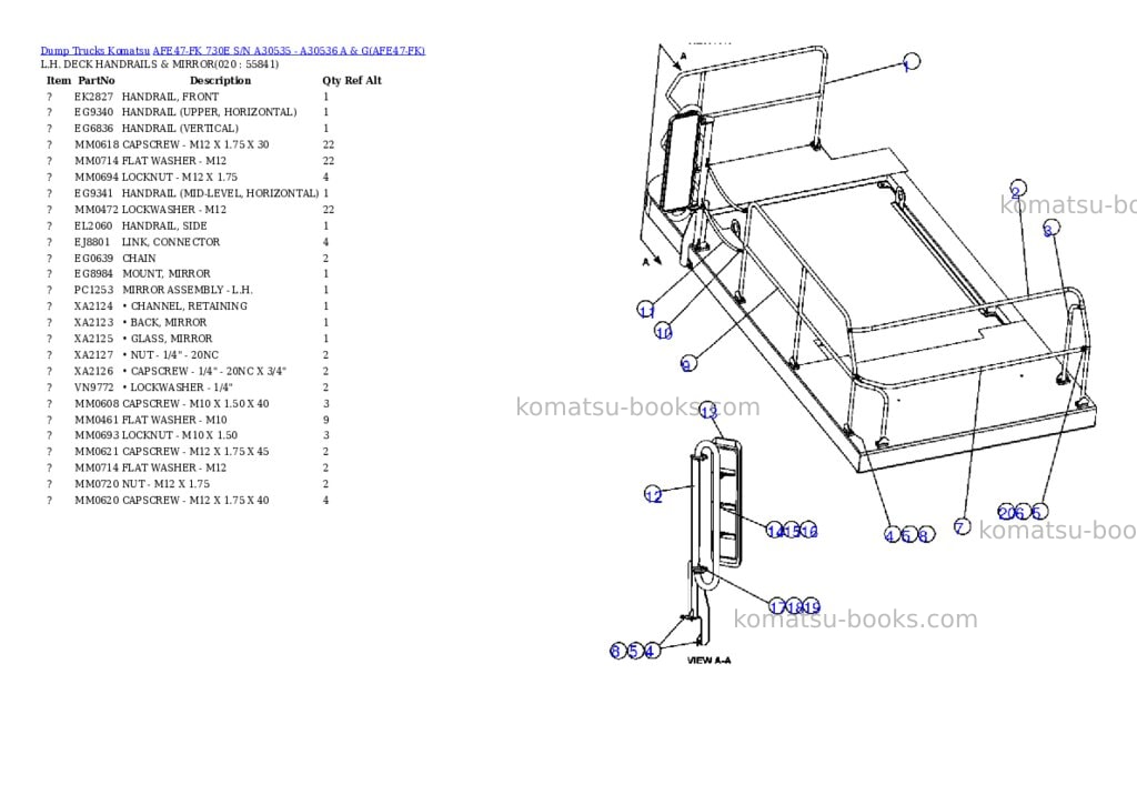 Komatsu afe47-fk 730e s/n a30535 - a30536 a & g Parts catalog cover Page 10