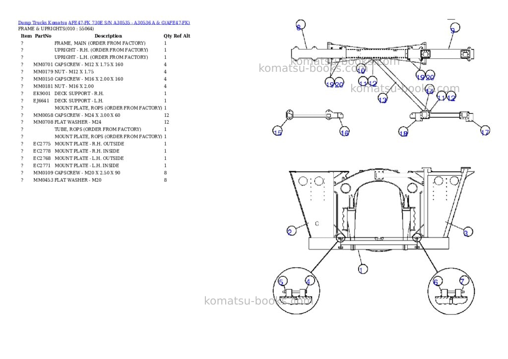 Komatsu afe47-fk 730e s/n a30535 - a30536 a & g Parts catalog cover Page 5