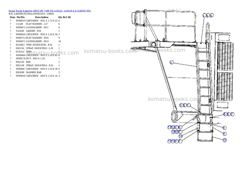 Komatsu afe47-fk 730e s/n a30535 - a30536 a & g Parts catalog cover Page 8