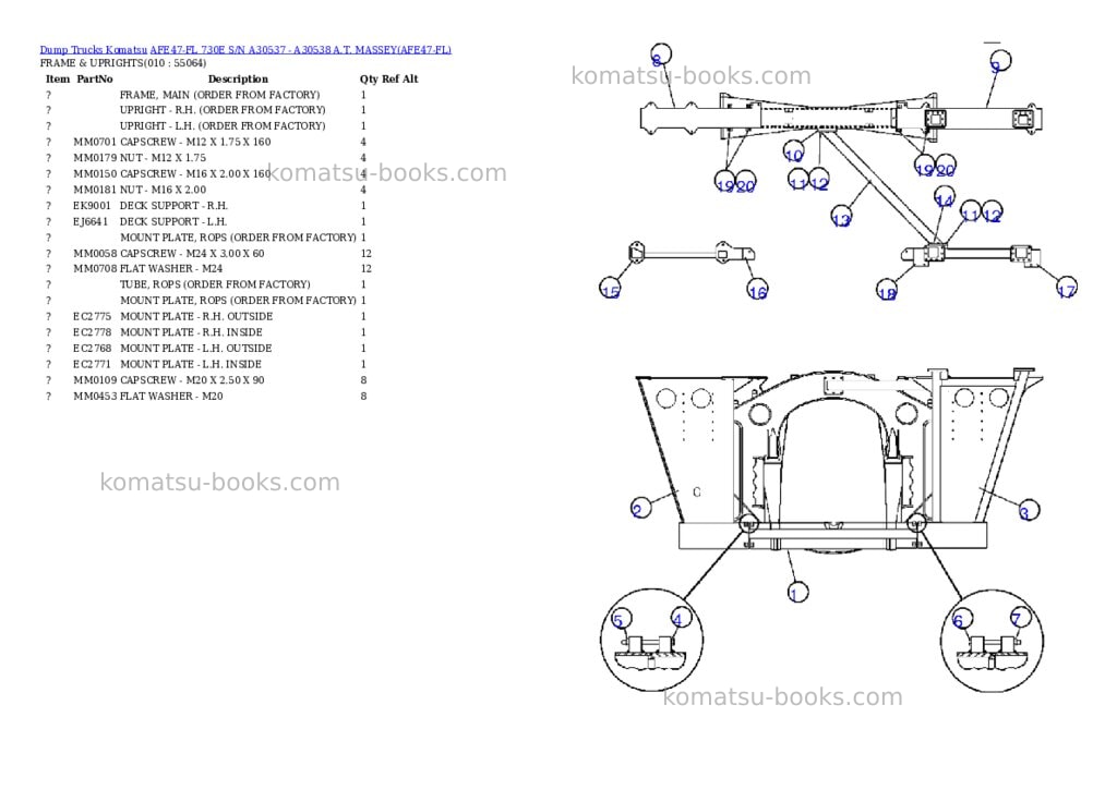 Komatsu afe47-fl 730e s/n a30537 - a30538 a.t. massey Parts catalog cover Page 5 Komatsu afe47-fl 730e s/n a30537 - a30538 a.t. massey Parts catalog cover Page 5