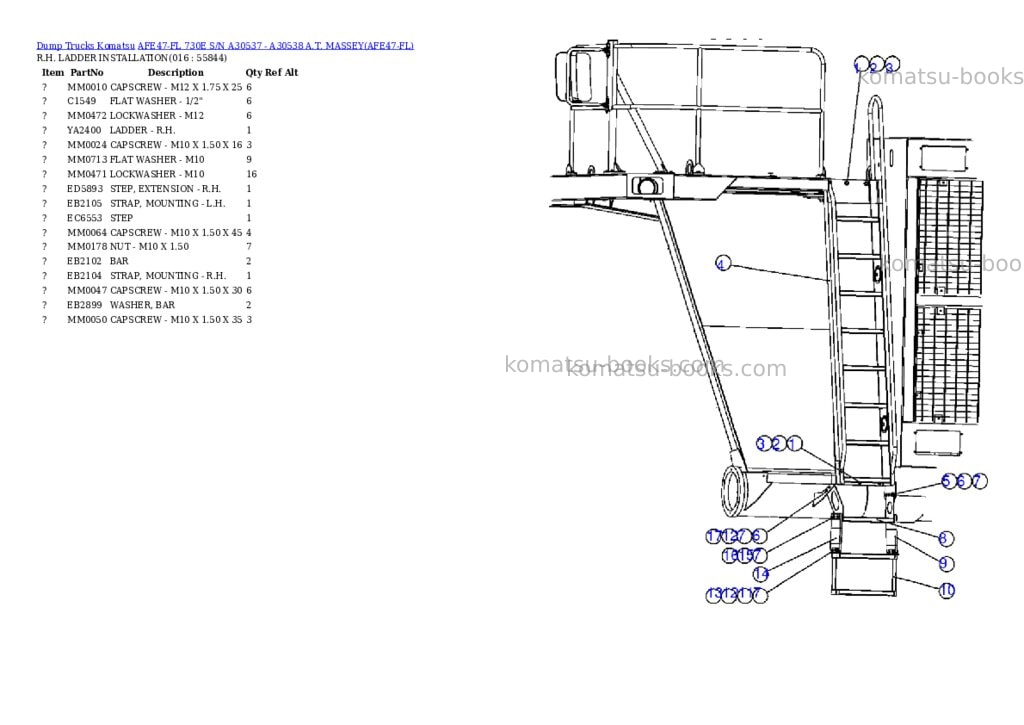 Komatsu afe47-fl 730e s/n a30537 - a30538 a.t. massey Parts catalog cover Page 8 Komatsu afe47-fl 730e s/n a30537 - a30538 a.t. massey Parts catalog cover Page 8