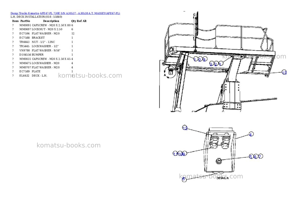 Komatsu afe47-fl 730e s/n a30537 - a30538 a.t. massey Parts catalog cover Page 9 Komatsu afe47-fl 730e s/n a30537 - a30538 a.t. massey Parts catalog cover Page 9