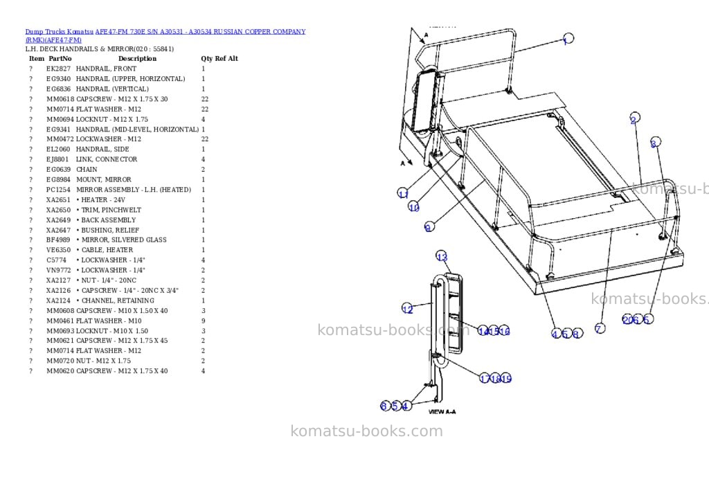 Komatsu afe47-fm 730e s/n a30531 - a30534 russian copper company rmk Parts catalog cover Page 10 Komatsu afe47-fm 730e s/n a30531 - a30534 russian copper company rmk Parts catalog cover Page 10