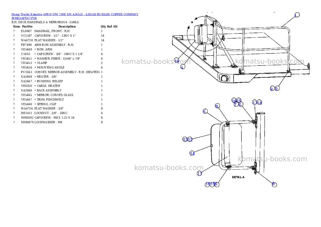 Komatsu afe47-fm 730e s/n a30531 - a30534 russian copper company rmk Parts catalog cover Page 7 Komatsu afe47-fm 730e s/n a30531 - a30534 russian copper company rmk Parts catalog cover Page 7