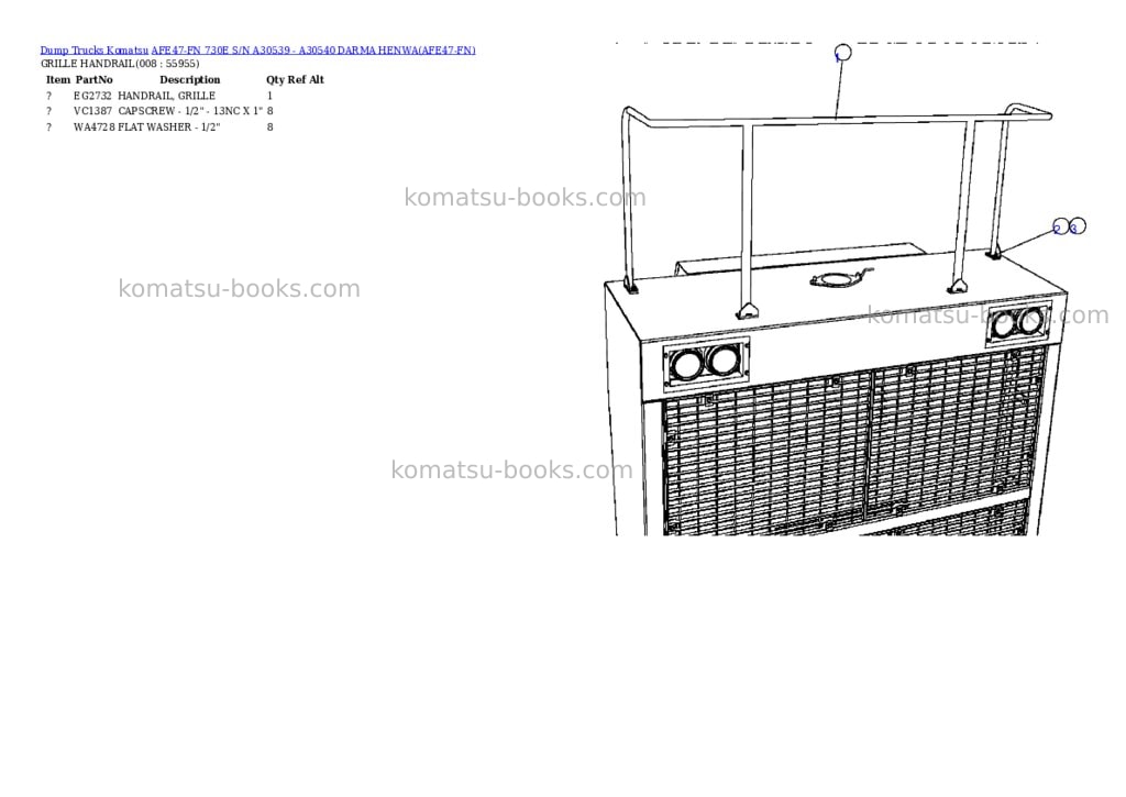 Komatsu afe47-fn 730e s/n a30539 - a30540 darma henwa Parts catalog cover Page 4 Komatsu afe47-fn 730e s/n a30539 - a30540 darma henwa Parts catalog cover Page 4
