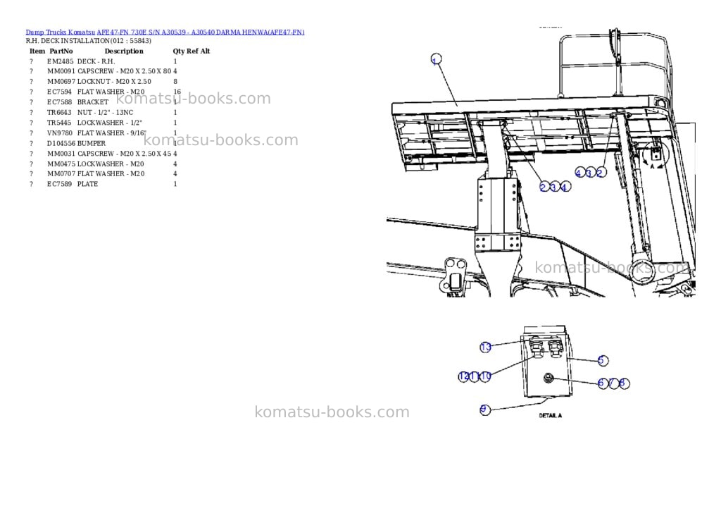 Komatsu afe47-fn 730e s/n a30539 - a30540 darma henwa Parts catalog cover Page 6 Komatsu afe47-fn 730e s/n a30539 - a30540 darma henwa Parts catalog cover Page 6