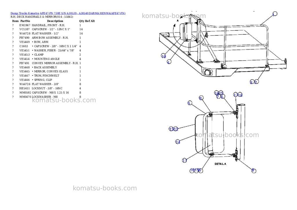 Komatsu afe47-fn 730e s/n a30539 - a30540 darma henwa Parts catalog cover Page 7 Komatsu afe47-fn 730e s/n a30539 - a30540 darma henwa Parts catalog cover Page 7