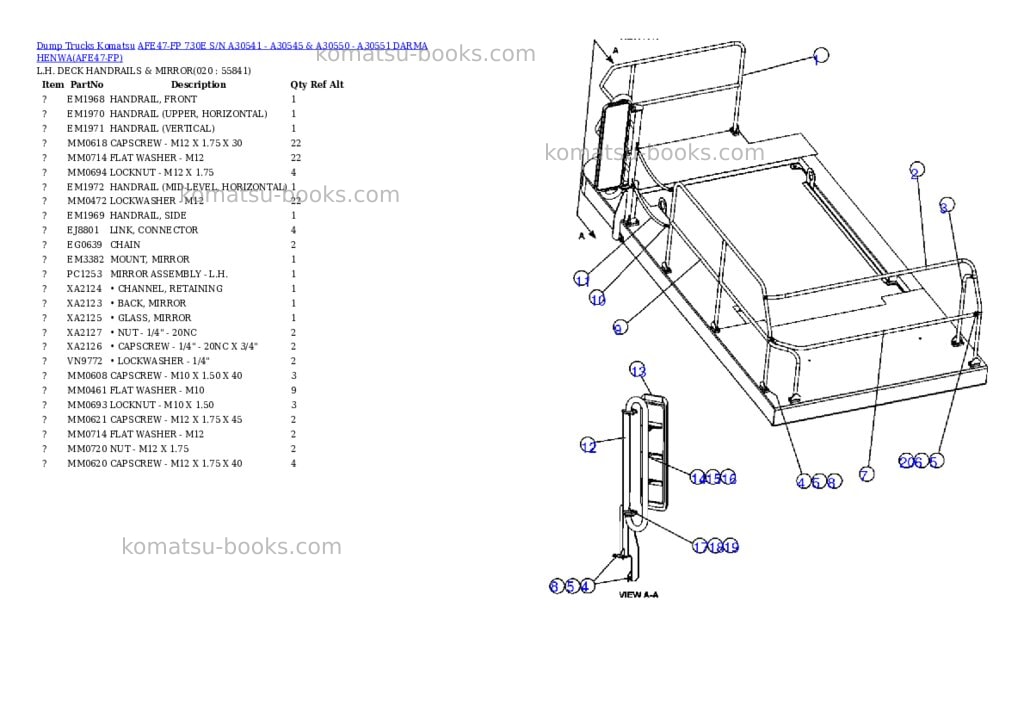 Komatsu afe47-fp 730e s/n a30541 - a30545 & a30550 - a30551 darma henwa Parts catalog cover Page 10 Komatsu afe47-fp 730e s/n a30541 - a30545 & a30550 - a30551 darma henwa Parts catalog cover Page 10