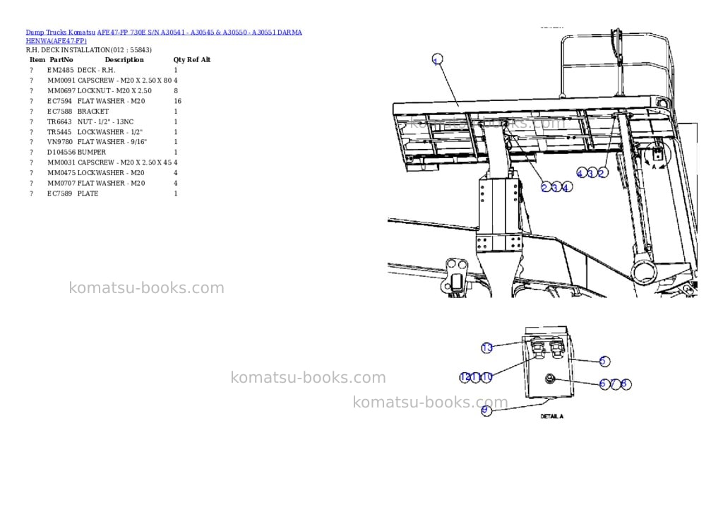Komatsu afe47-fp 730e s/n a30541 - a30545 & a30550 - a30551 darma henwa Parts catalog cover Page 6 Komatsu afe47-fp 730e s/n a30541 - a30545 & a30550 - a30551 darma henwa Parts catalog cover Page 6