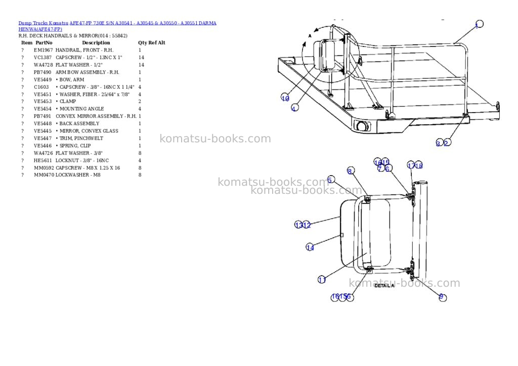 Komatsu afe47-fp 730e s/n a30541 - a30545 & a30550 - a30551 darma henwa Parts catalog cover Page 7 Komatsu afe47-fp 730e s/n a30541 - a30545 & a30550 - a30551 darma henwa Parts catalog cover Page 7