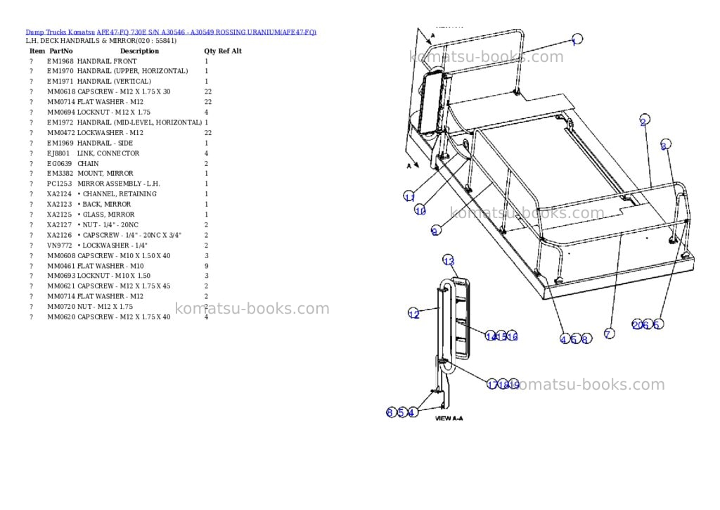Komatsu afe47-fq 730e s/n a30546 - a30549 rossing uranium Parts catalog cover Page 10 Komatsu afe47-fq 730e s/n a30546 - a30549 rossing uranium Parts catalog cover Page 10