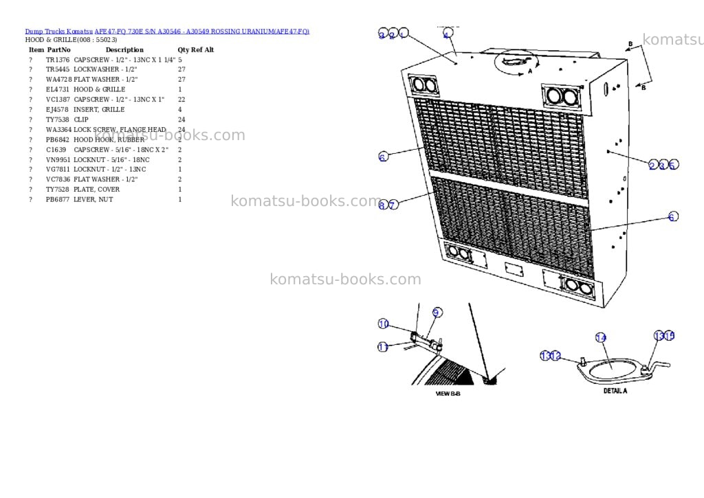 Komatsu afe47-fq 730e s/n a30546 - a30549 rossing uranium Parts catalog cover Page 4 Komatsu afe47-fq 730e s/n a30546 - a30549 rossing uranium Parts catalog cover Page 4