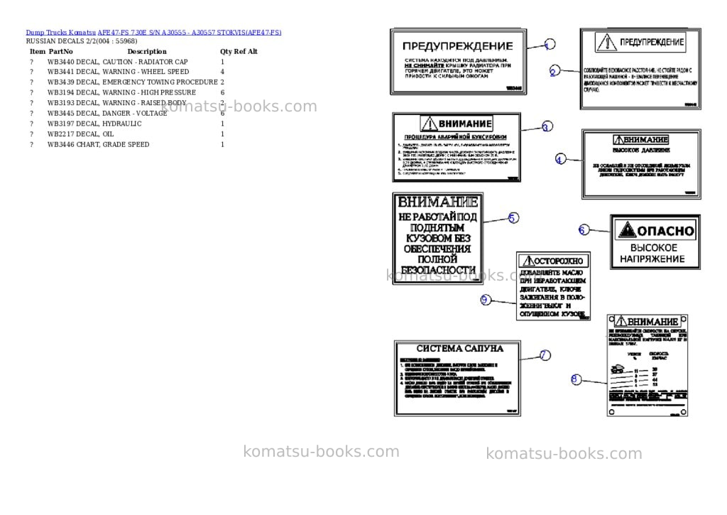 Komatsu afe47-fs 730e s/n a30555 - a30557 stokvis Parts catalog cover Page 2