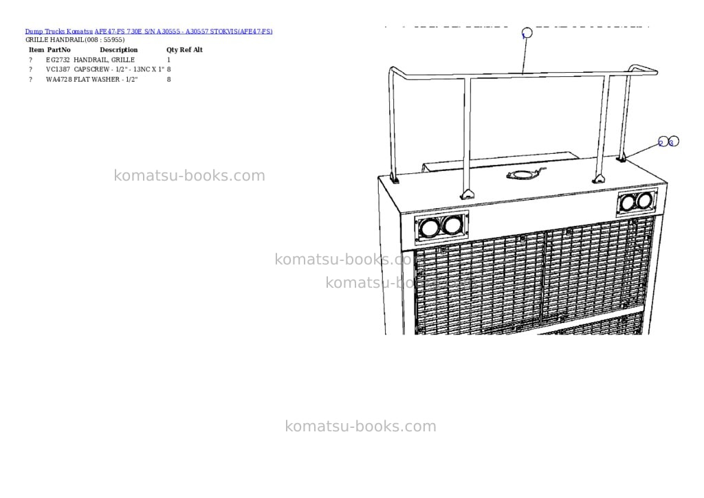 Komatsu afe47-fs 730e s/n a30555 - a30557 stokvis Parts catalog cover Page 4