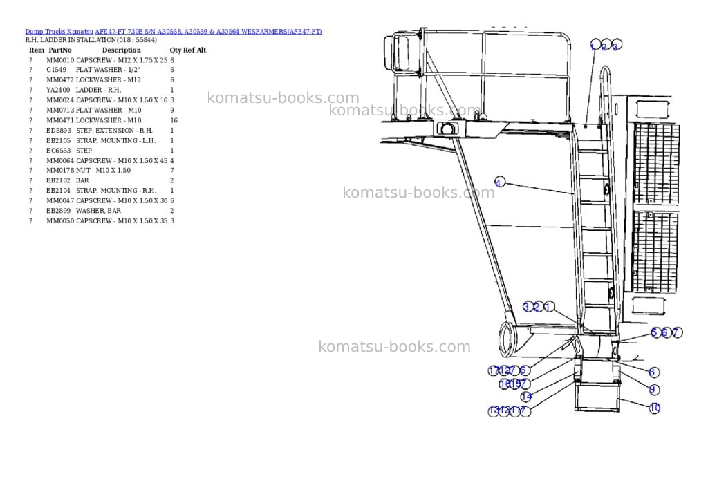 Komatsu afe47-ft 730e s/n a30558, a30559 & a30564 wesfarmers Parts catalog cover Page 9 Komatsu afe47-ft 730e s/n a30558, a30559 & a30564 wesfarmers Parts catalog cover Page 9