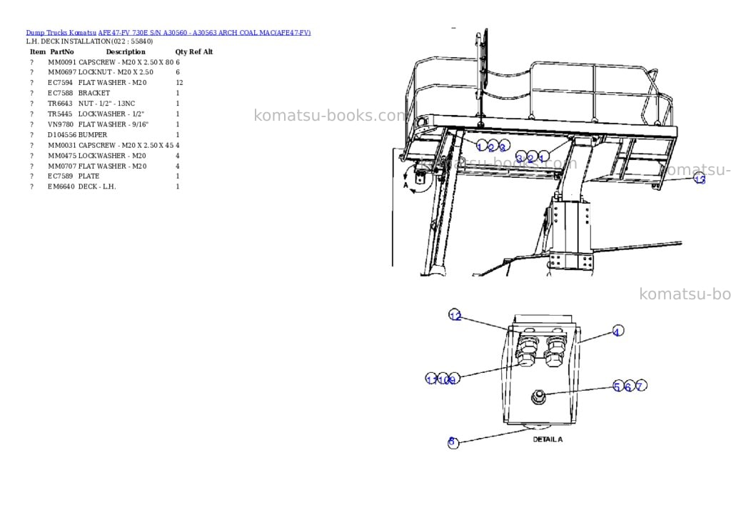 Komatsu afe47-fv 730e s/n a30560 - a30563 arch coal mac Parts catalog cover Page 10