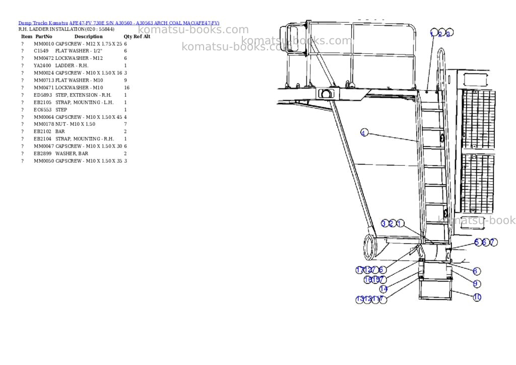 Komatsu afe47-fv 730e s/n a30560 - a30563 arch coal mac Parts catalog cover Page 9