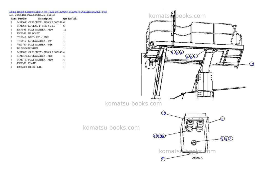 Komatsu afe47-fw 730e s/n a30567 & a30570 goldings Parts catalog cover Page 10