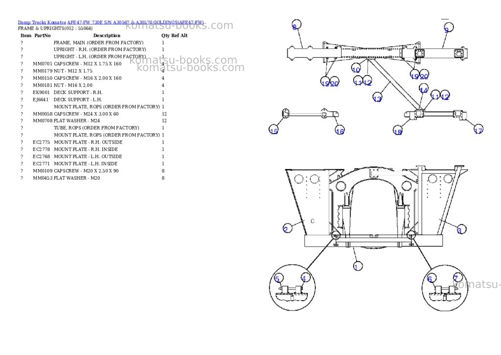 Komatsu afe47-fw 730e s/n a30567 & a30570 goldings Parts catalog cover Page 6