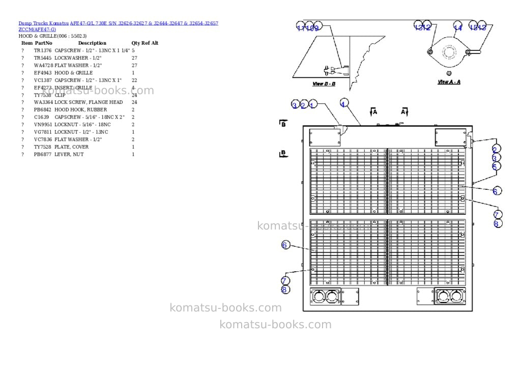 Komatsu afe47-g/l 730e s/n 32626-32627 & 32644-32647 & 32654-32657 zccm Parts catalog cover Page 3