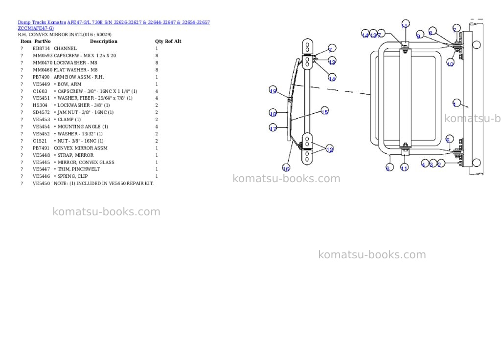 Komatsu afe47-g/l 730e s/n 32626-32627 & 32644-32647 & 32654-32657 zccm Parts catalog cover Page 7