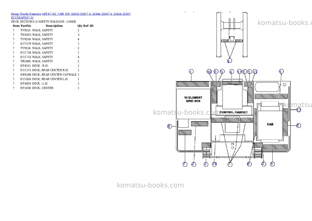 Komatsu afe47-g/l 730e s/n 32626-32627 & 32644-32647 & 32654-32657 zccm Parts catalog cover Page 8