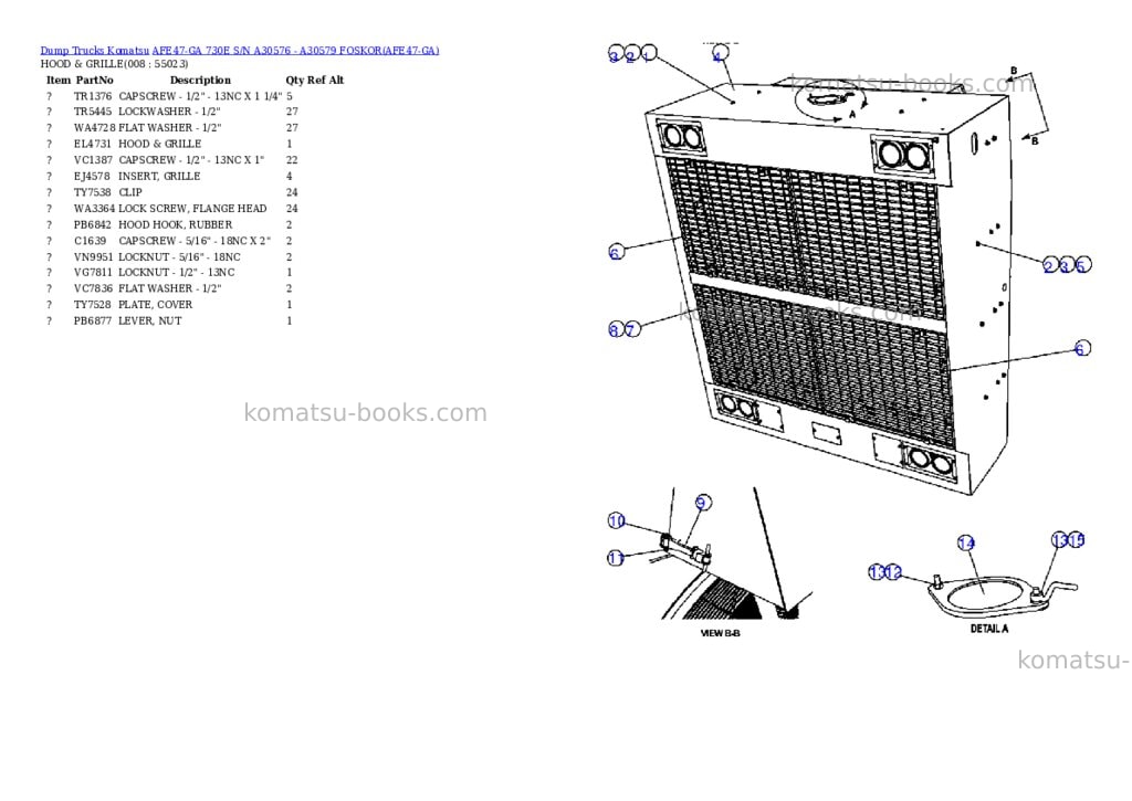 Komatsu afe47-ga 730e s/n a30576 - a30579 foskor Parts catalog cover Page 4 Komatsu afe47-ga 730e s/n a30576 - a30579 foskor Parts catalog cover Page 4