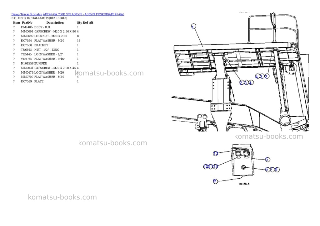 Komatsu afe47-ga 730e s/n a30576 - a30579 foskor Parts catalog cover Page 6 Komatsu afe47-ga 730e s/n a30576 - a30579 foskor Parts catalog cover Page 6