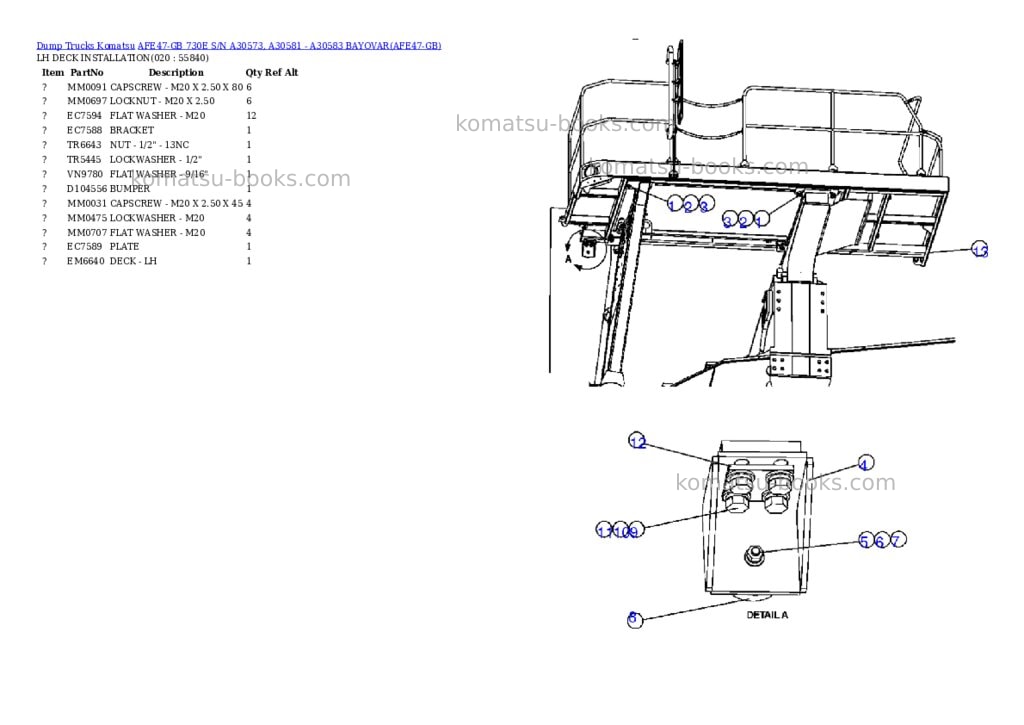 Komatsu afe47-gb 730e s/n a30573, a30581 - a30583 bayovar Parts catalog cover Page 10 Komatsu afe47-gb 730e s/n a30573, a30581 - a30583 bayovar Parts catalog cover Page 10