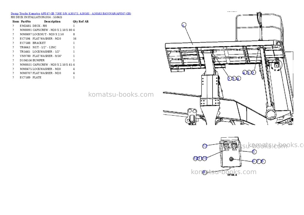 Komatsu afe47-gb 730e s/n a30573, a30581 - a30583 bayovar Parts catalog cover Page 7 Komatsu afe47-gb 730e s/n a30573, a30581 - a30583 bayovar Parts catalog cover Page 7