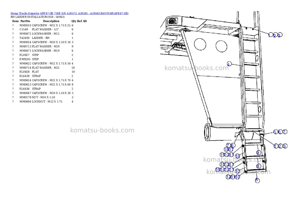 Komatsu afe47-gb 730e s/n a30573, a30581 - a30583 bayovar Parts catalog cover Page 9 Komatsu afe47-gb 730e s/n a30573, a30581 - a30583 bayovar Parts catalog cover Page 9