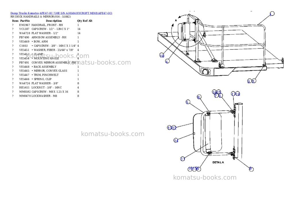 Komatsu afe47-gc 730e s/n a30584 hycroft mine Parts catalog cover Page 8
