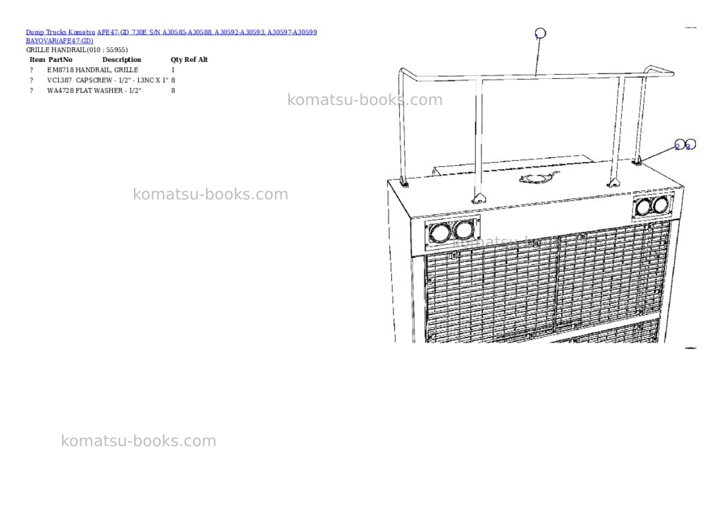Komatsu afe47-gd 730e s/n a30585-a30588, a30592-a30593, a30597-a30599 bayovar Parts catalog cover Page 5 Komatsu afe47-gd 730e s/n a30585-a30588, a30592-a30593, a30597-a30599 bayovar Parts catalog cover Page 5