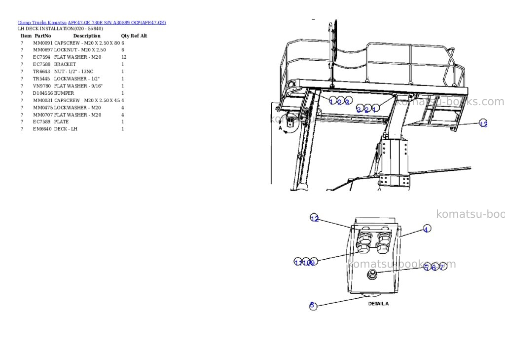 Komatsu afe47-ge 730e s/n a30589 ocp Parts catalog cover Page 10