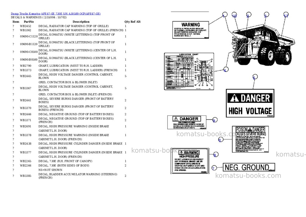 Komatsu afe47-ge 730e s/n a30589 ocp Parts catalog cover Page 2