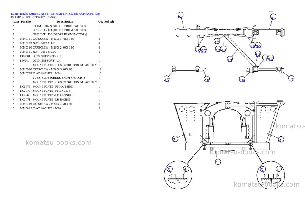 Komatsu afe47-ge 730e s/n a30589 ocp Parts catalog cover Page 6