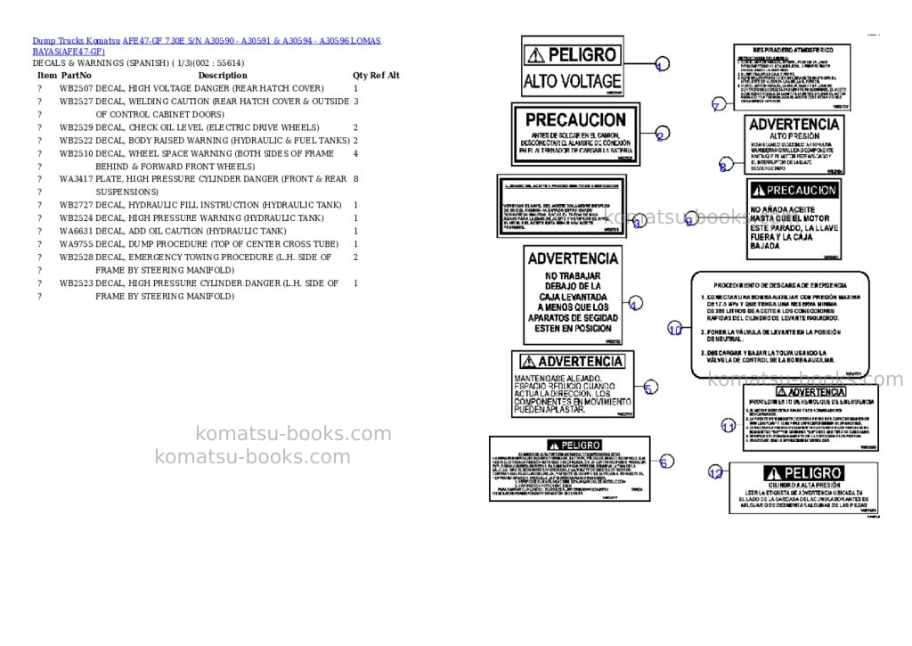 Komatsu afe47-gf 730e s/n a30590 - a30591 & a30594 - a30596 lomas bayas Parts catalog cover Komatsu afe47-gf 730e s/n a30590 - a30591 & a30594 - a30596 lomas bayas Parts catalog cover
